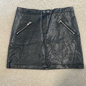 Black leather mini skirt